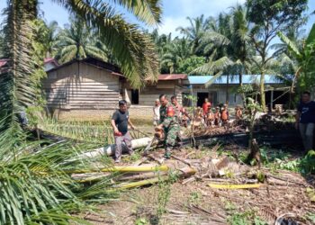Babinsa Posramil Penanggalan Kodim 0118/Subulussalam, Gelar Gotong Royong Dengan Masyarakat