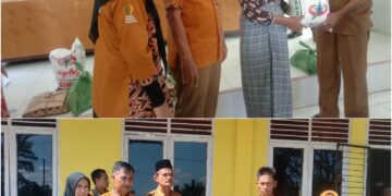 Kadis Pangan Dan Camat Kota Baharu, Aceh Singkil. Salurkan 146 Paket Bantuan Pangan
