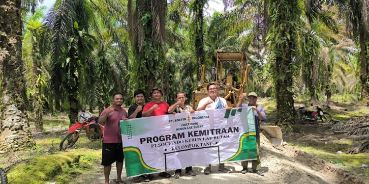 PT Socfindo Kebun Lae Butar Bantu Perbaikan Jalan Dengan Kemitraan kelompok Tani Sejahtera