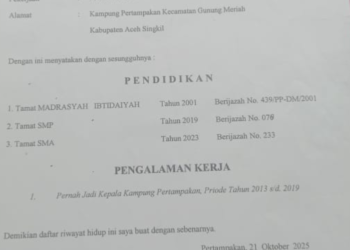 Bayang-Bayang Ijazah Lama Kembali Menghantui Pilkades 2025 di Aceh Singkil‎‎