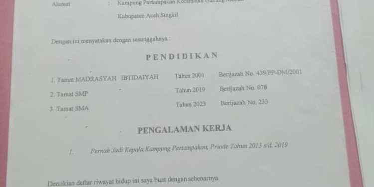 Bayang-Bayang Ijazah Lama Kembali Menghantui Pilkades 2025 di Aceh Singkil
