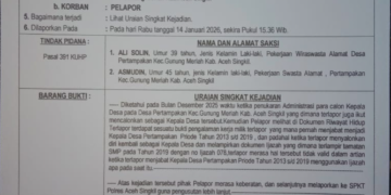 ‎Diduga Palsukan Dokumen, Kepala Desa Di Aceh Singkil Di Lapor Polisi