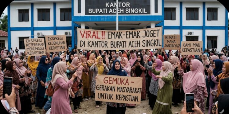 Viral Emak-Emak Joget di Kantor Bupati Aceh Singkil, GEMUKA, Itu Ekspresi Kejenuhan Menunggu Kepastian!