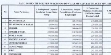 DUGAAN TAK TRANSPARAN, Anggaran PMT Rp 4,2 Miliar di 12 Puskesmas Aceh Singkil Jadi Sorotan‎